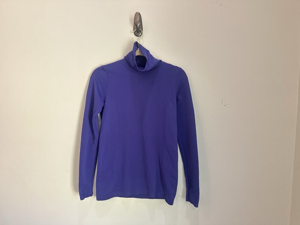 Athleta Flurry Blizzard Seamless Rib Turtleneck Base Layer Noble Blue Purple